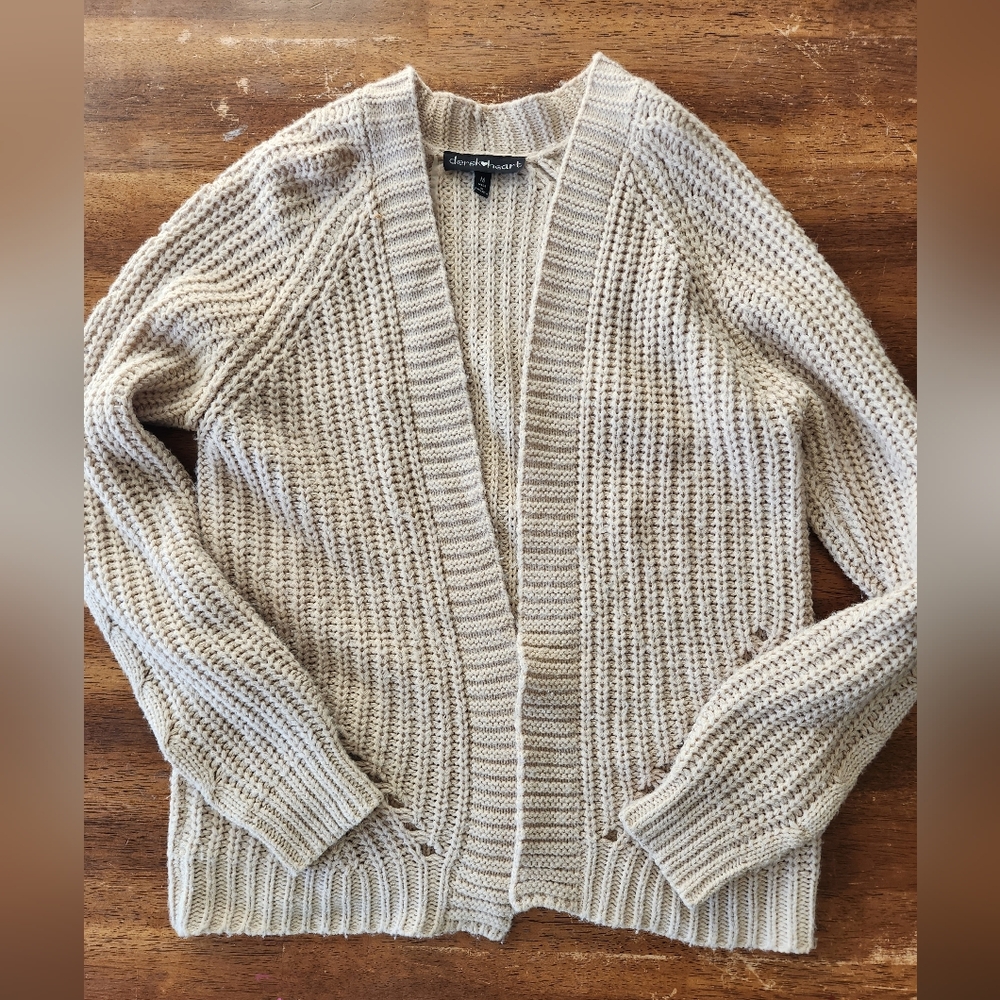 Derek Heart Cream Open Knit Cardigan